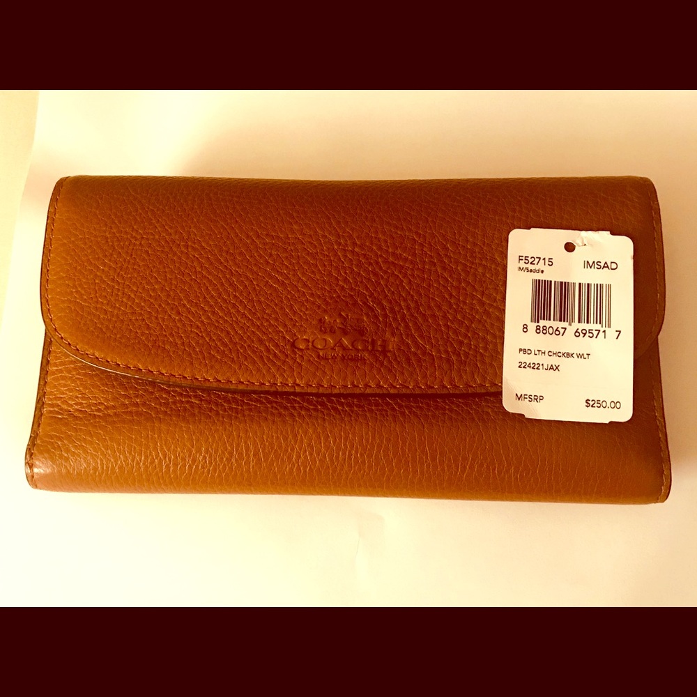 Coach Pebbled Leather Checkbook Women’s Wallet
